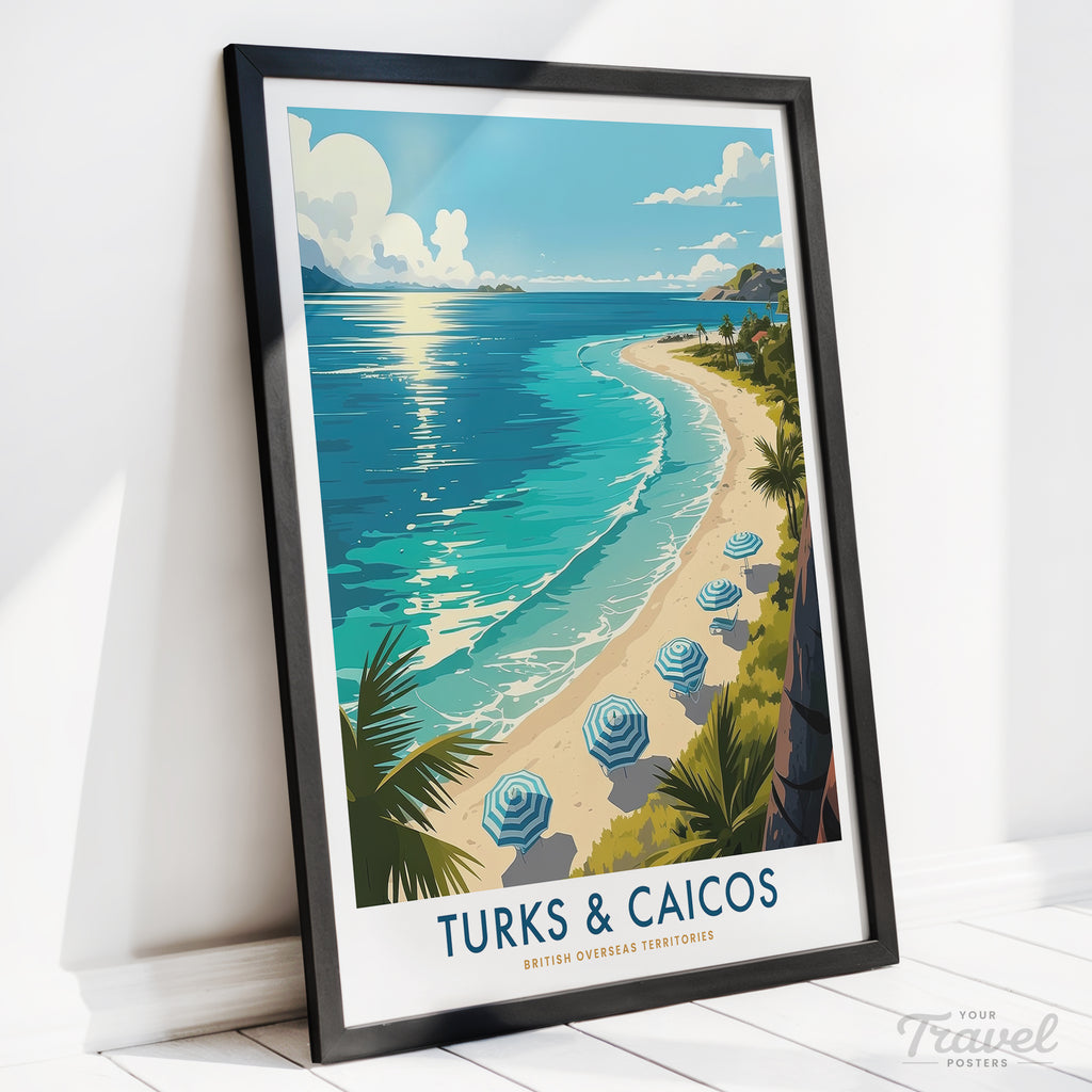 Turks and Caicos Islands Travel Poster as colourful modern illustration wall art by YourTravelPosters