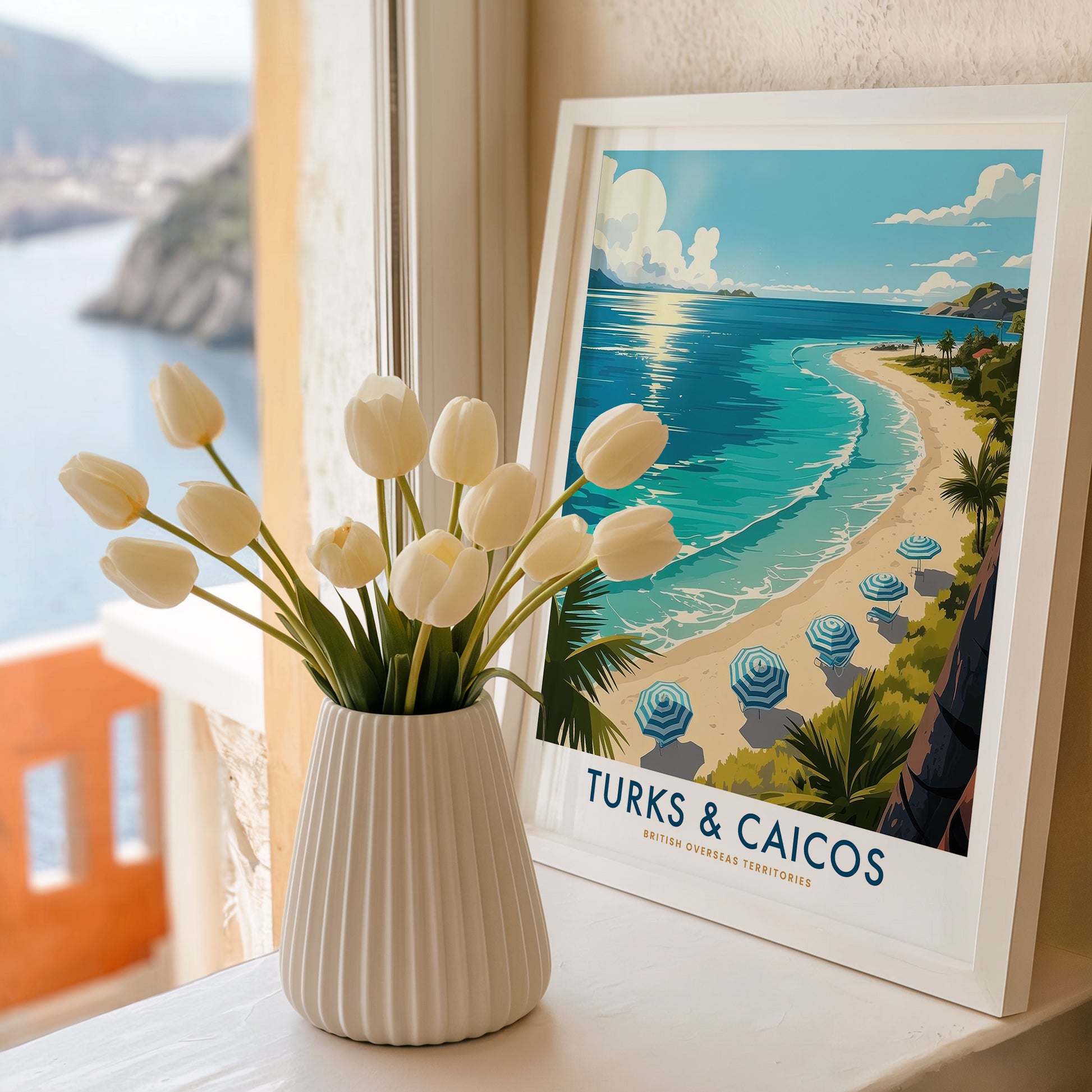 Turks and Caicos Islands Travel Poster as colourful modern illustration wall art by YourTravelPosters