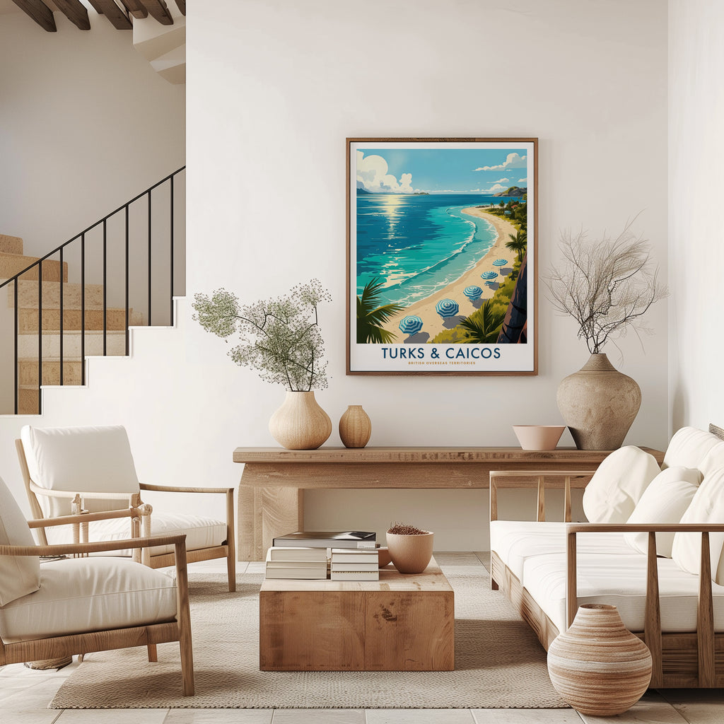 Turks and Caicos Islands Travel Poster as colourful modern illustration wall art by YourTravelPosters