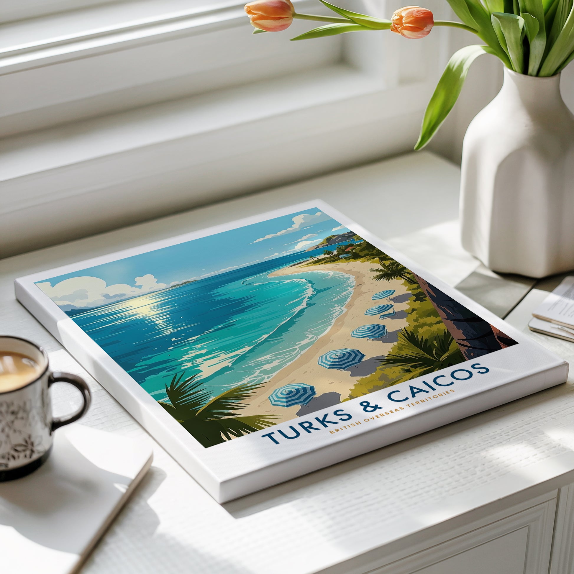 Turks and Caicos Islands Travel Poster as colourful modern illustration wall art by YourTravelPosters